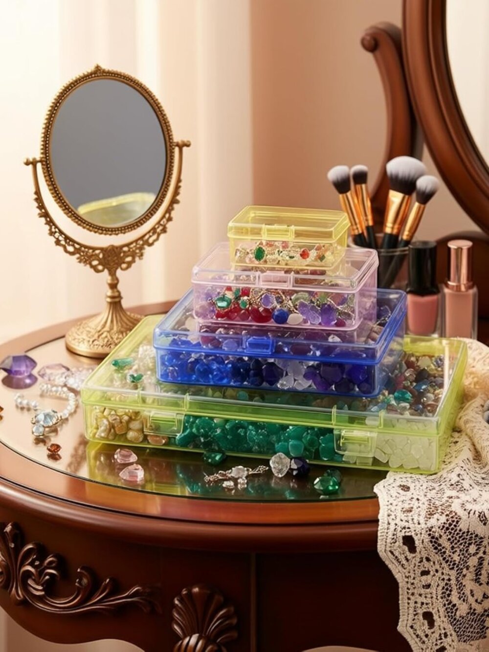 24 Pieces Mixed Sizes Colored Rectangular Plastic Boxes - Picture 2 of 8